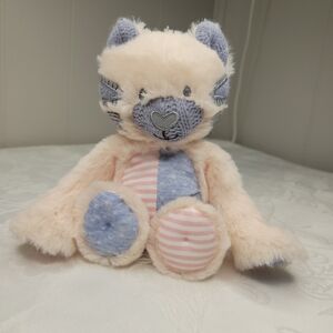 Demdaco Plush Cat Toy - Cream, Blue, and Pink